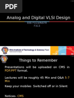 Analog and Digital VLSI Design: Eee F313/Instr F313