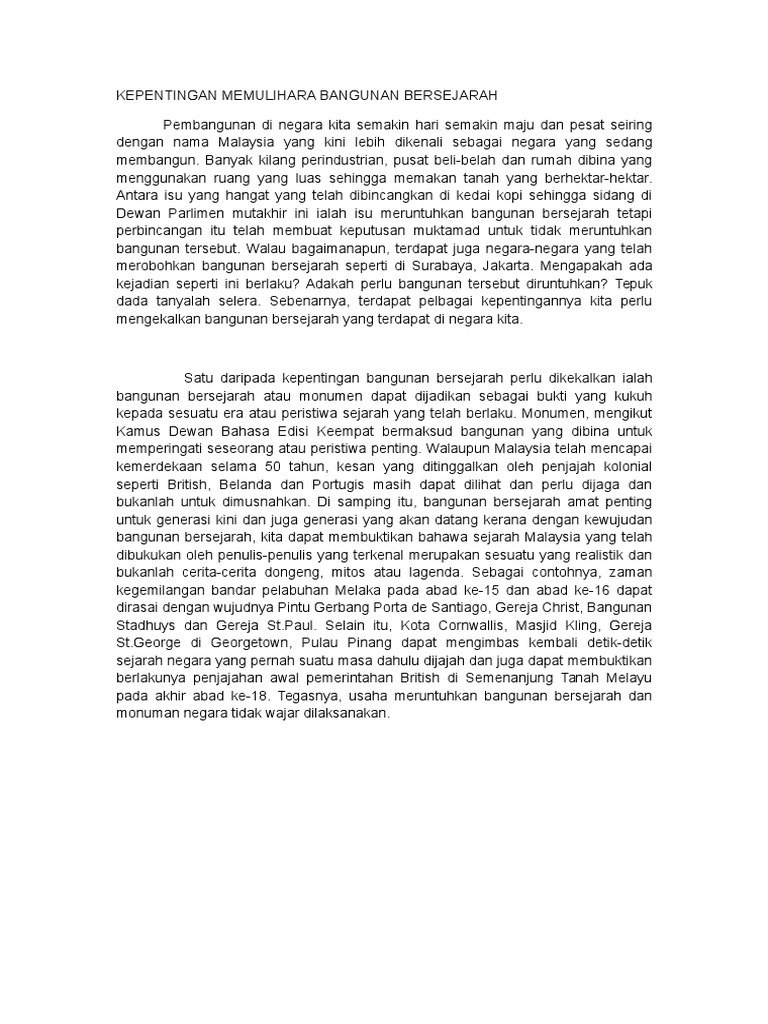 Kepentingan Memulihara Bangunan Bersejarah Pdf
