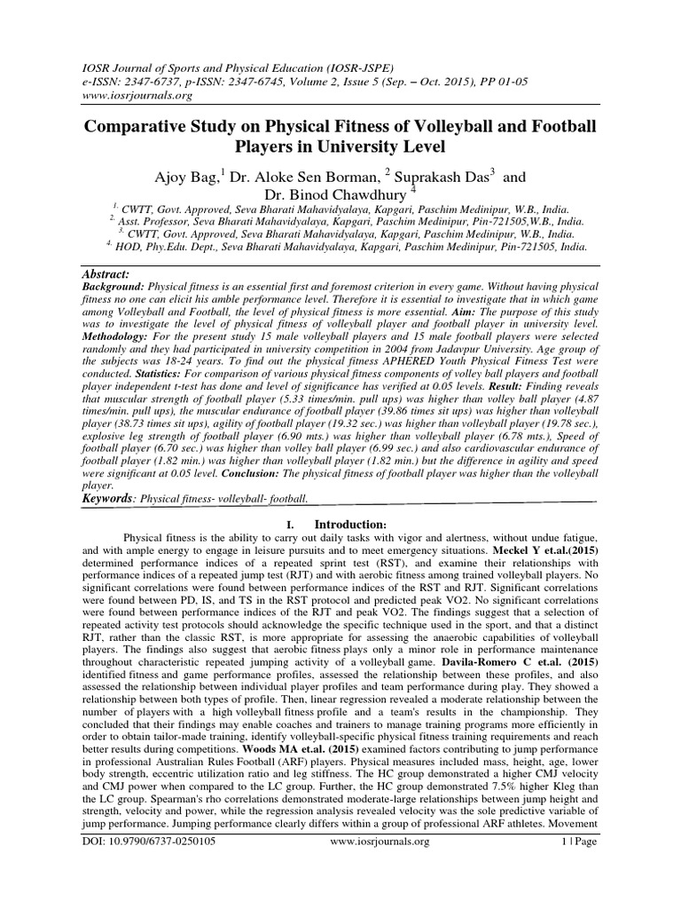 Comparative Study On Physical Fitness of Volleyball and Football