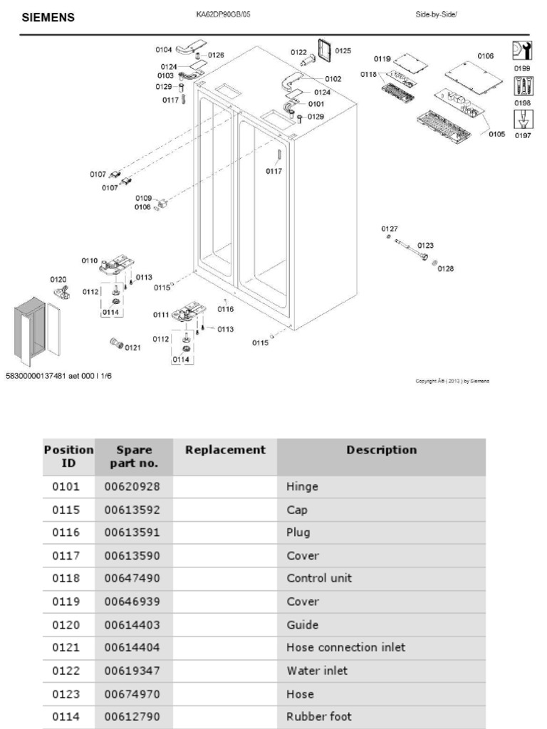 Siemens Refrigerator Exploded View | PDF | Electrical Components ...