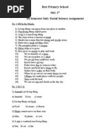 Best Primary School STD: 1 Ist Semester Sub: Social Science Assignment