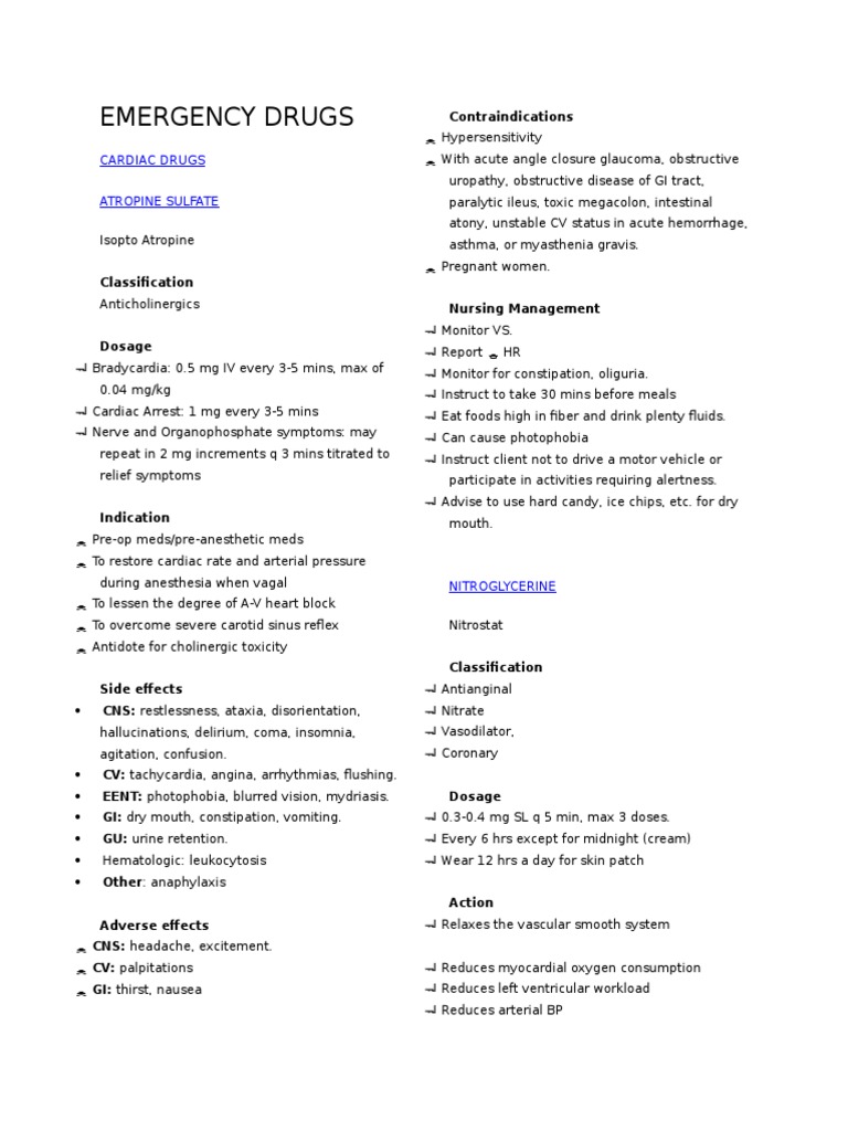 Emergency Drugs Crash Cart PDF Cardiac Arrhythmia Opioid