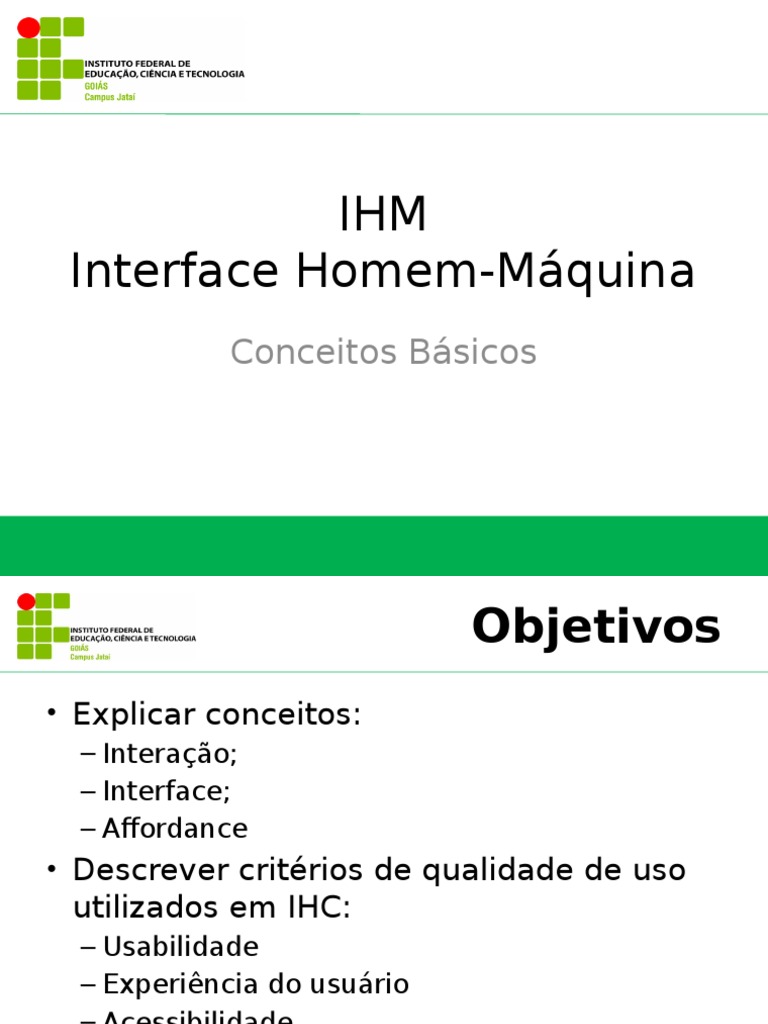Conceitos Básicos de IHM | PDF | Usabilidade | Interfaces gráficas do ...