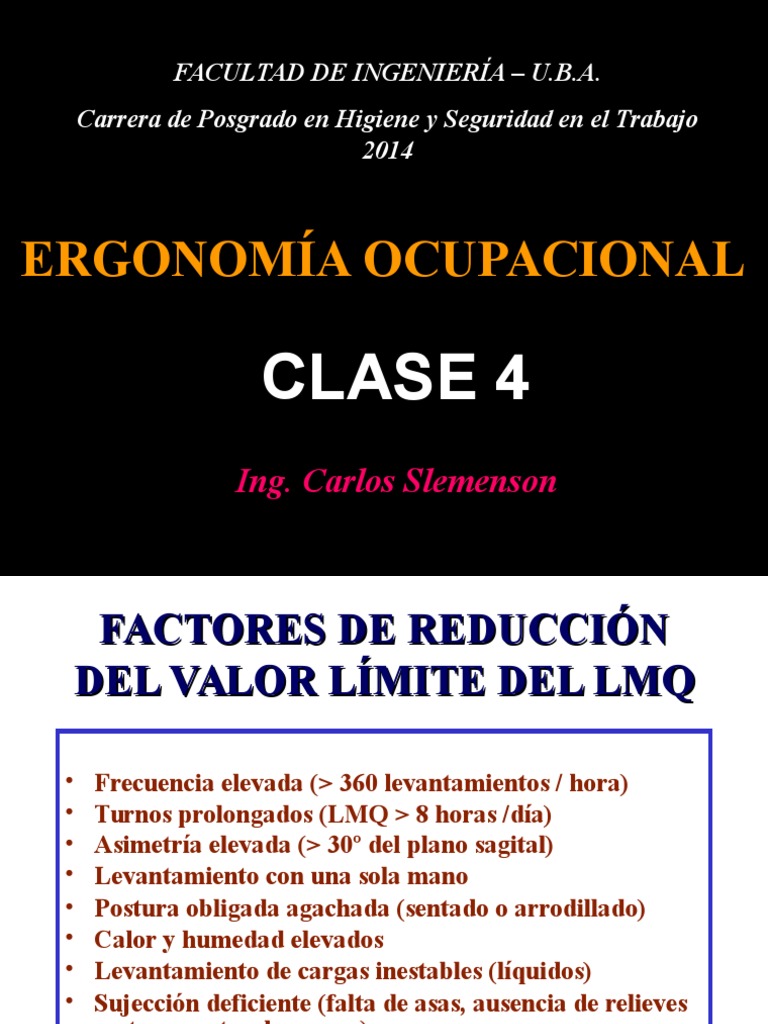 Factores de Riesgo en Ergonomía Laboral | PDF | Factores humanos y ...
