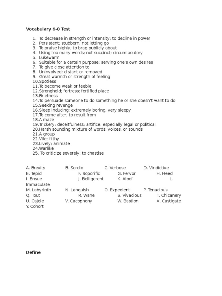 Vocabulary 6 8 SAT | PDF