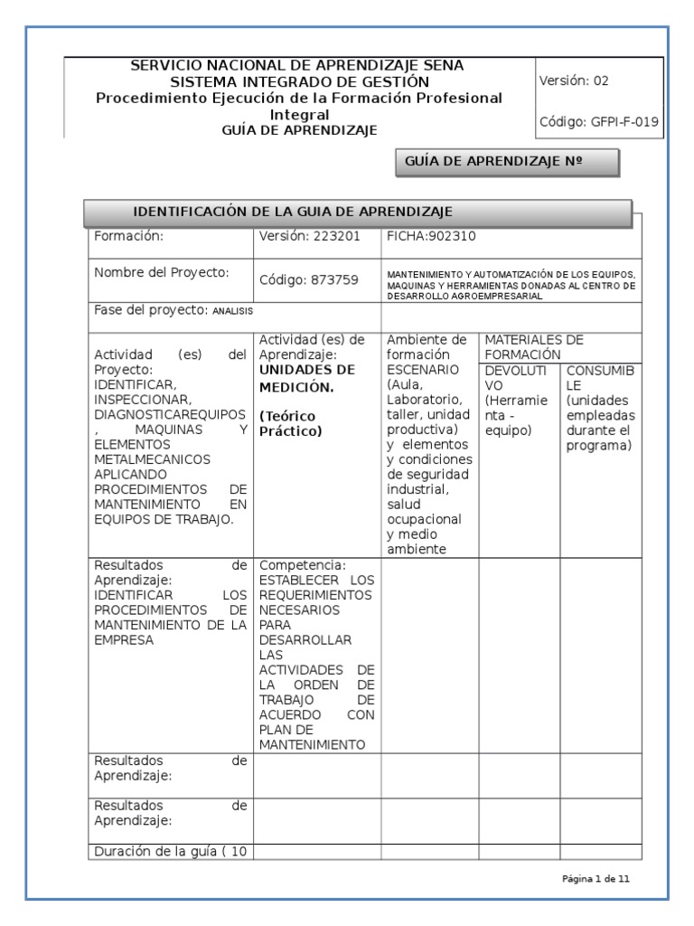 GUIA de APRENDIZAJE No 2 Conversión de Unidades de Medida. Andres