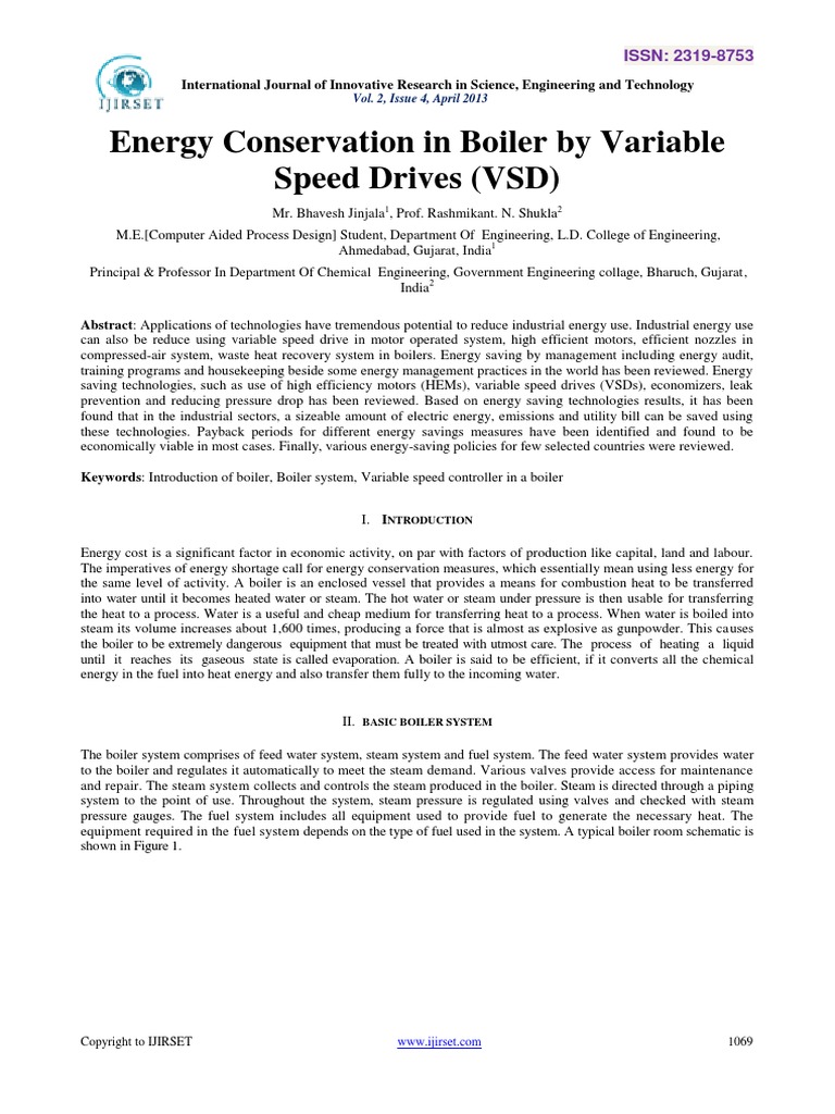 Energy Conservation in Boiler by Variable Speed Drives (VSD) | PDF ...