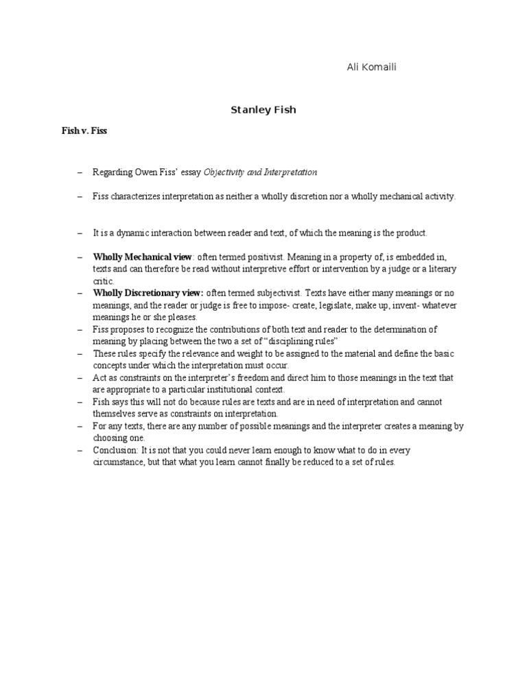 Fiss on Interpretation and Meaning | PDF