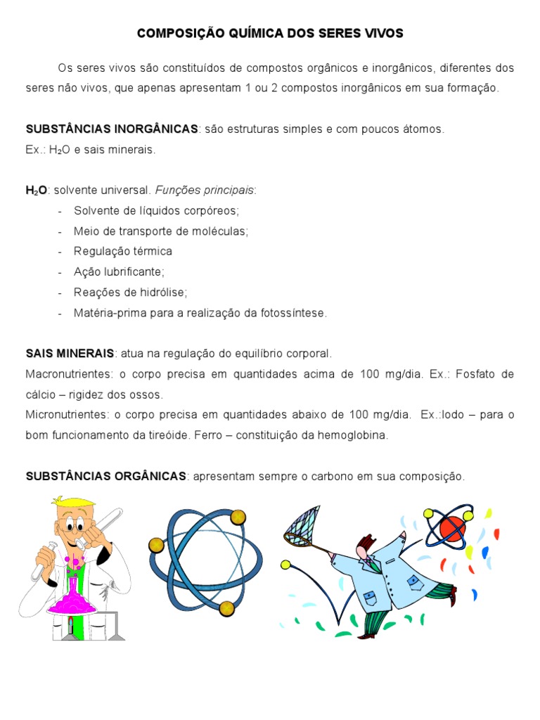 Composição Química dos Seres Vivos | PDF | Proteínas | Aminoácido