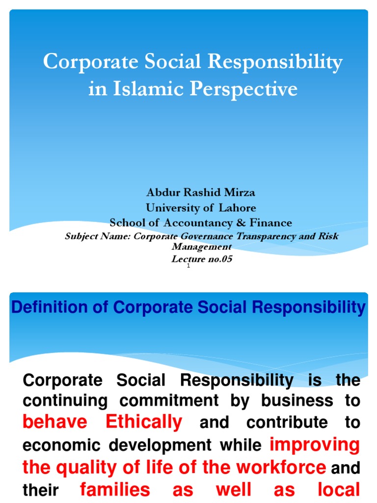 Islamic Corporate Social Responsibility | PDF