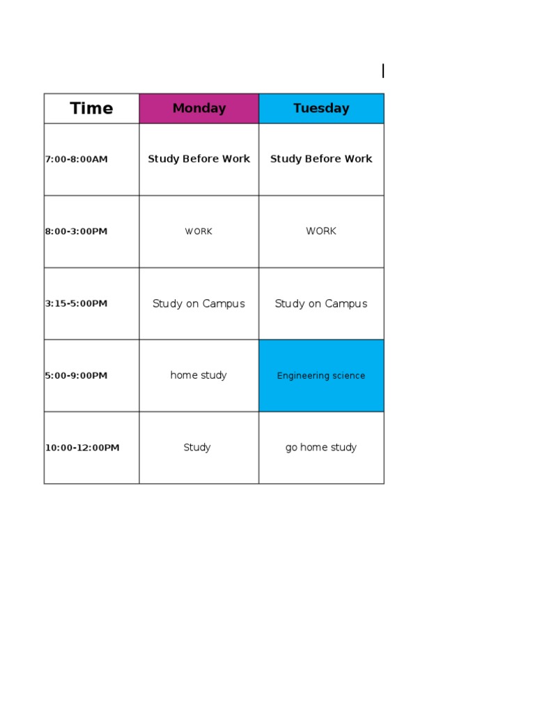 ICT Engineering Study Schedule | PDF