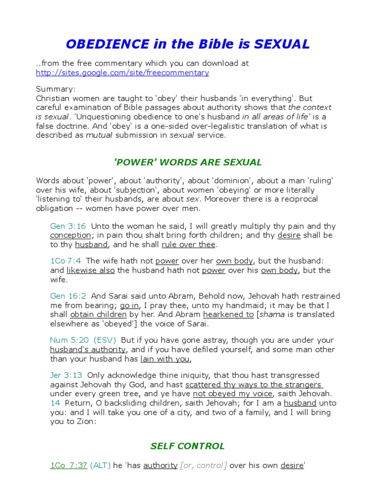 Obedience Is Sexual | PDF | Sodom And Gomorrah | Last Judgment