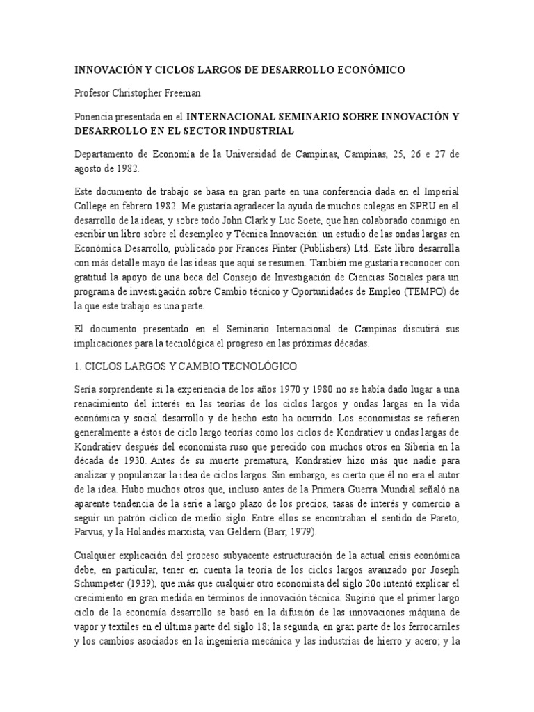 Christopher Freeman - Innovación y Ciclos Largos de Desarrollo ...