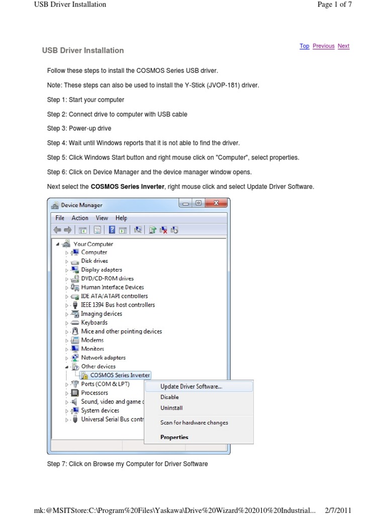 COSMOS USB Driver Installation Guide | PDF | Games & Activities | Computers