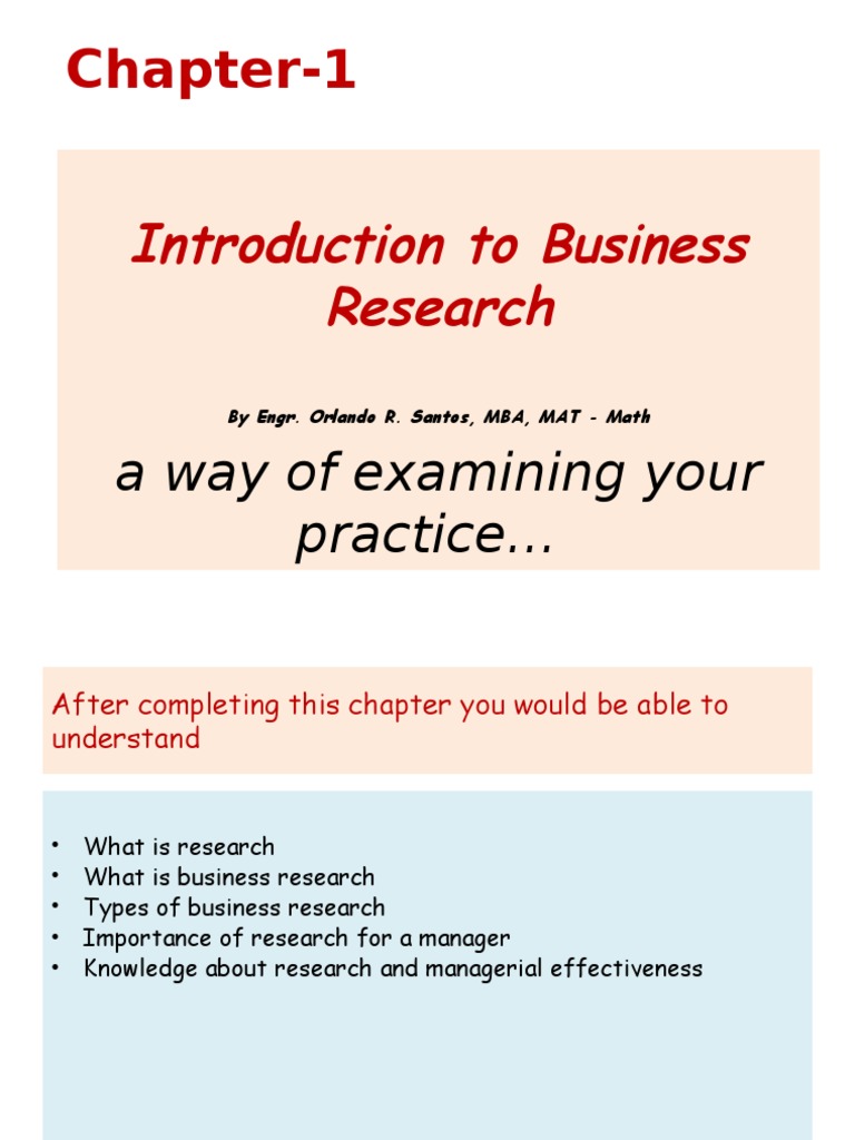 parts of chapter 1 in quantitative research