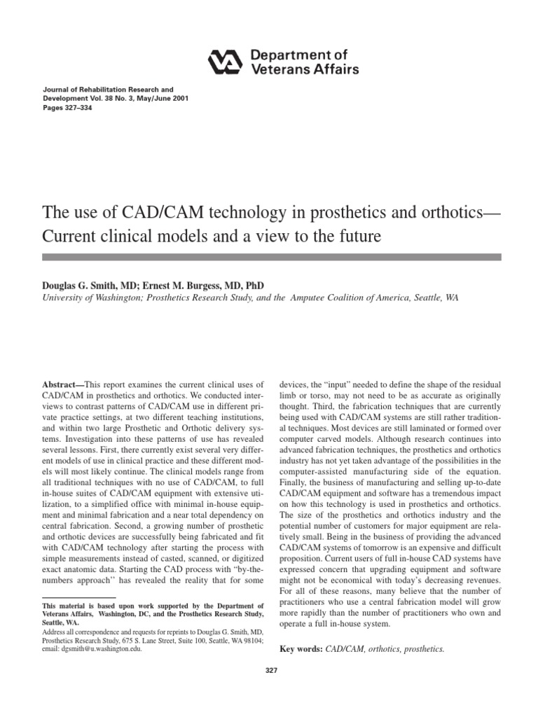The Use of CAD/CAM Technology in Prosthetics and Orthotics - Current ...