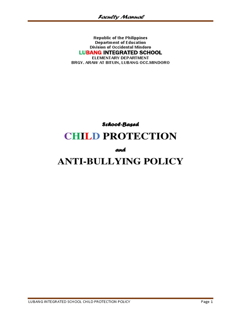 Lubang Integrated School Child Protection Policy | PDF | Child ...