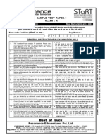 Resonance STaRT 2016 Sample Test Paper Clsss 10