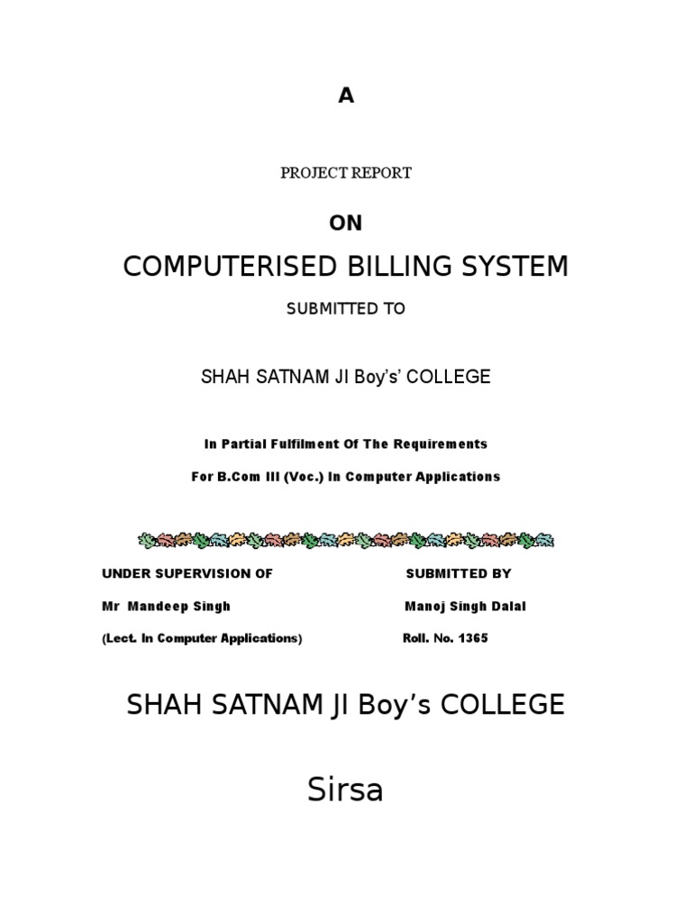 COMPUTERISED BILLING SYSTEM C++ | PDF | Feasibility Study | C++