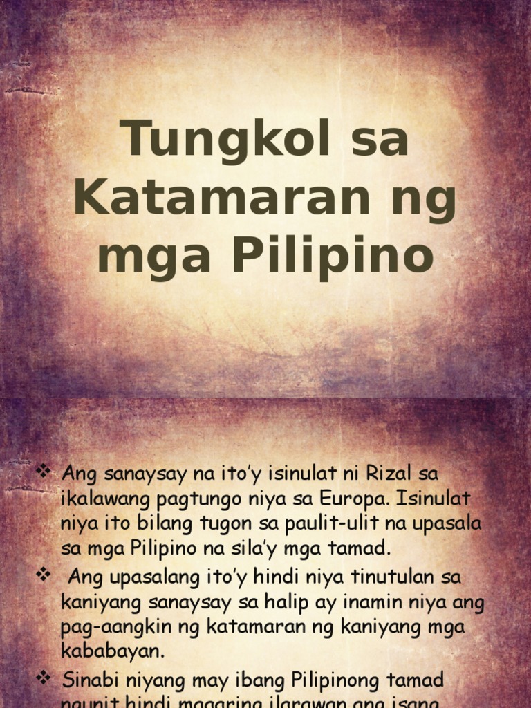 Tungkol Sa Katamaran NG Mga Pilipino Ni Jose Rizal | PDF