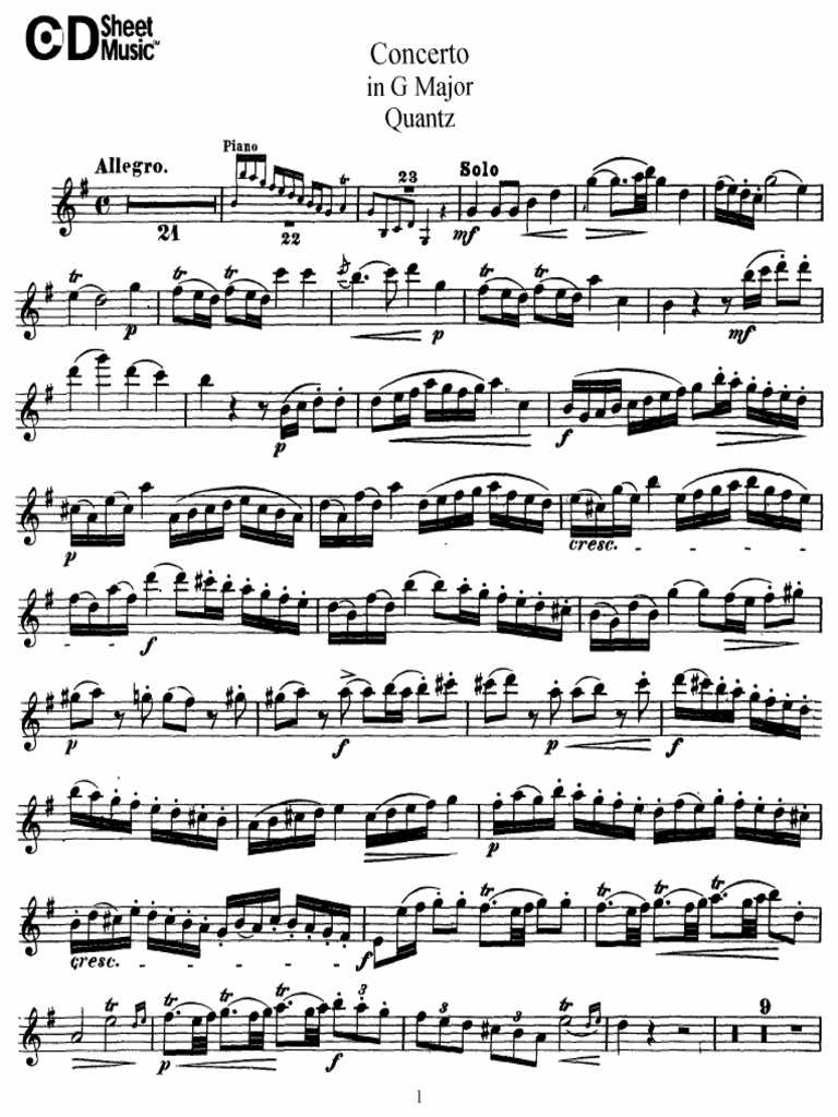 Quantz Concerto G Flute