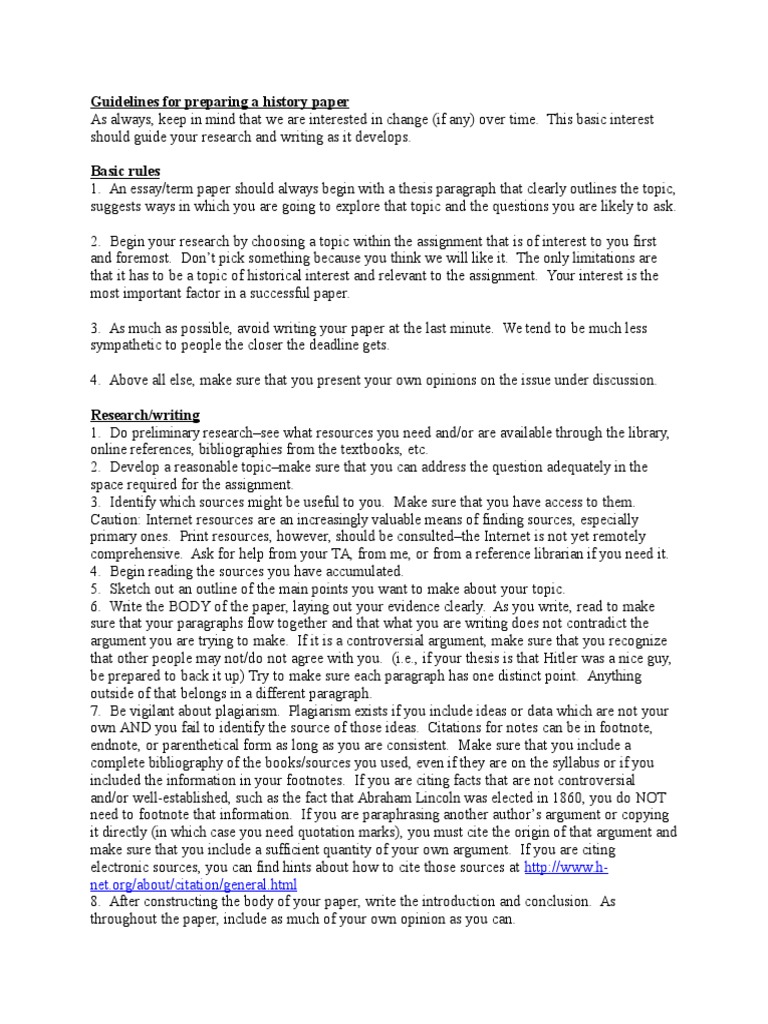 Guidelines For Preparing A History Paper | PDF | Citation | Communication