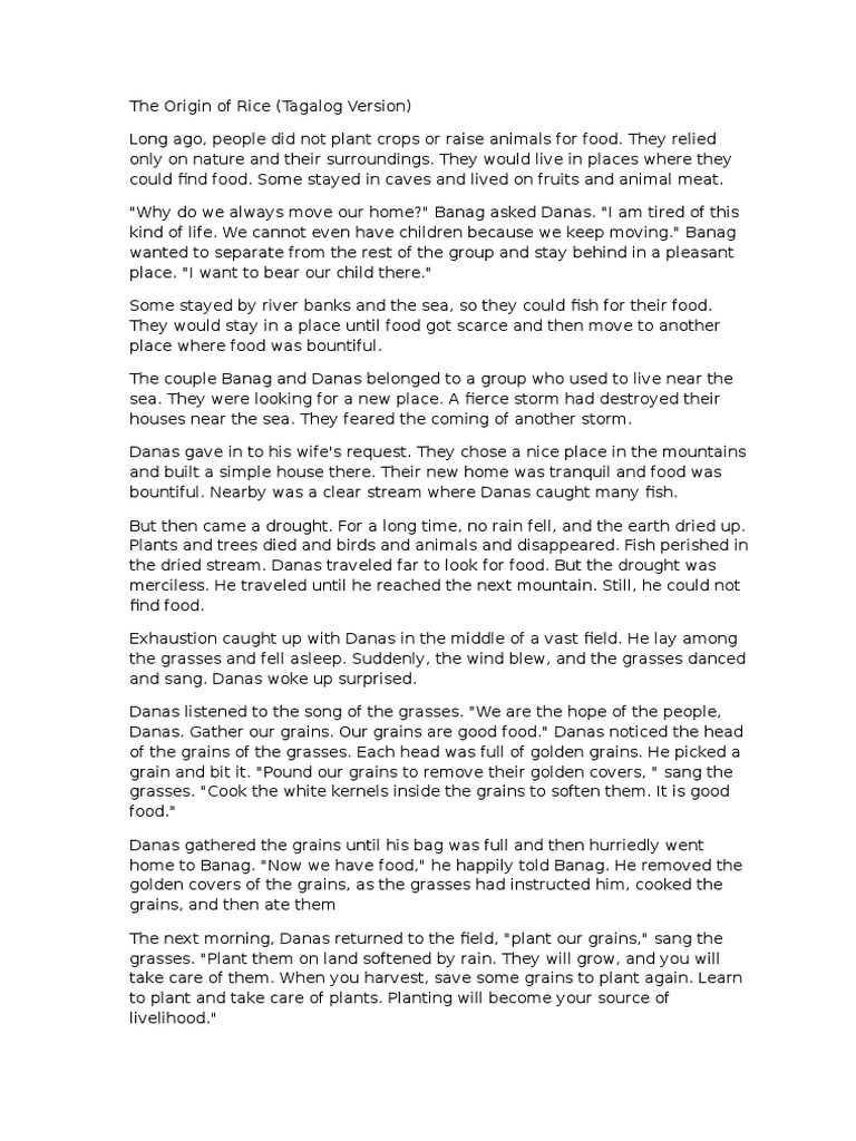 The Origin of Rice Tagalog Grain Rice