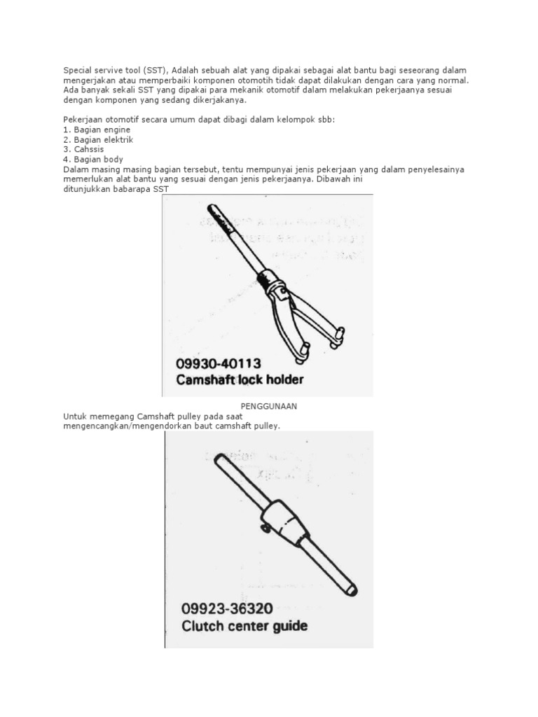 Alat dan Fungsi Special Service Tools | PDF