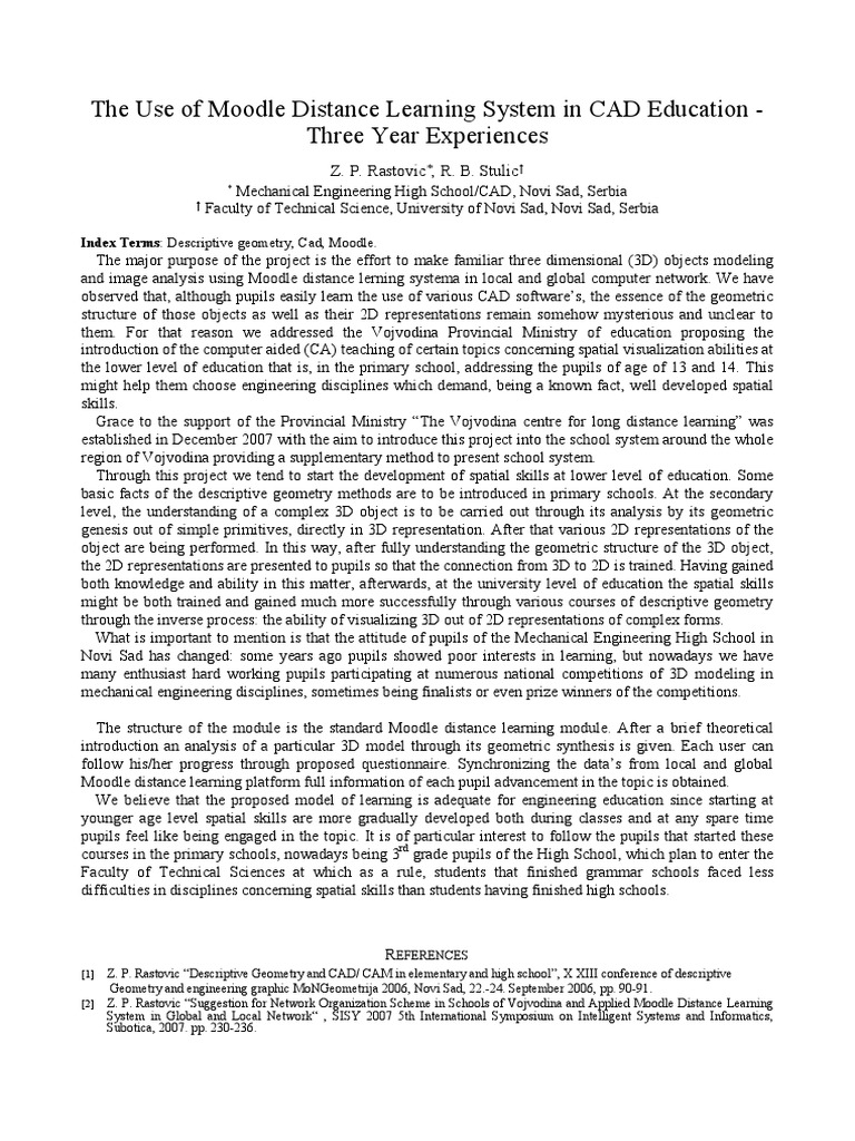 Moodle in CAD Education for Youth | PDF | Computer Aided Design | 3 D ...