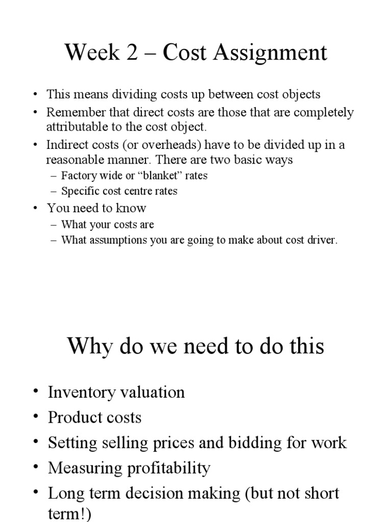 Lecture 2 Cost Assignment PDF Cost Inventory