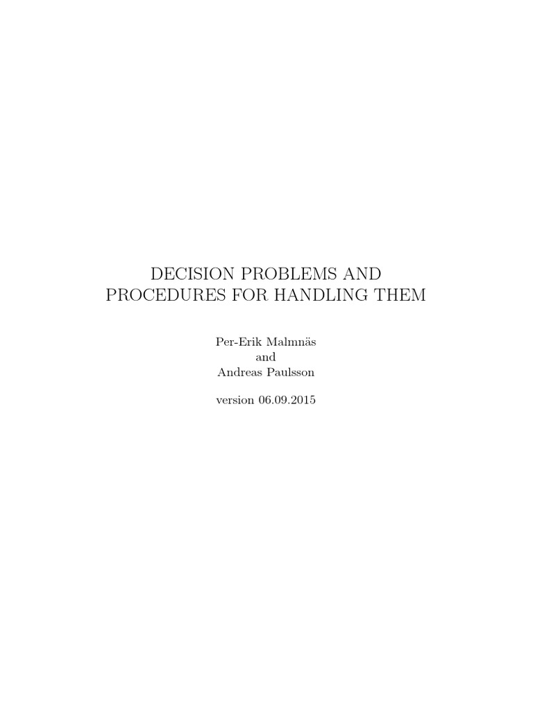 Decision Problems and Solutions Guide | PDF | Probability Theory ...