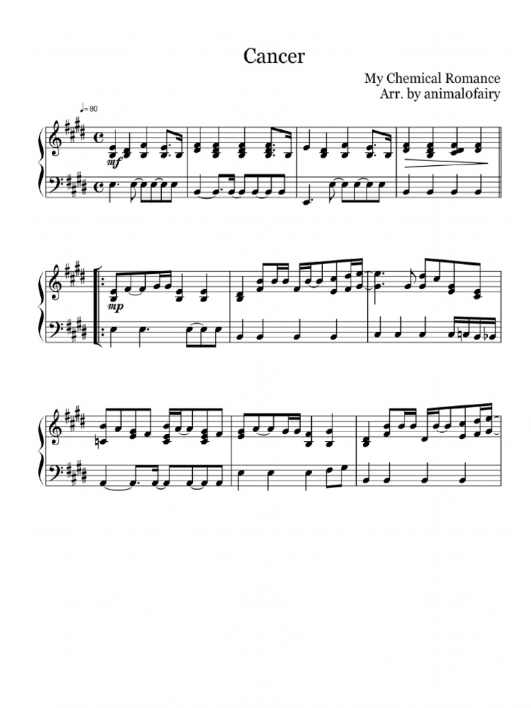 My Chemical Romance - Cancer Sheet Music | PDF