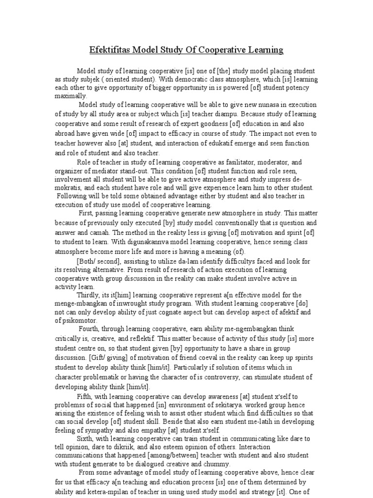 Effectiveness of Cooperative Learning Model | PDF | Teachers | Motivation