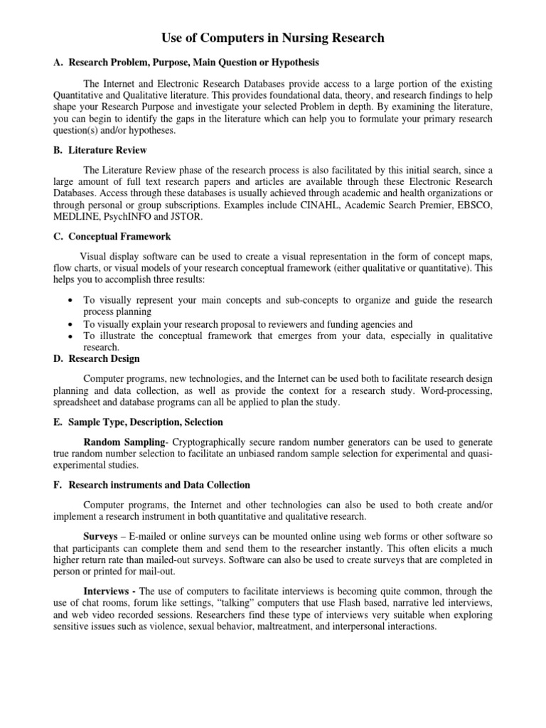 Computers in Nursing Research Applications | PDF | Qualitative Research ...