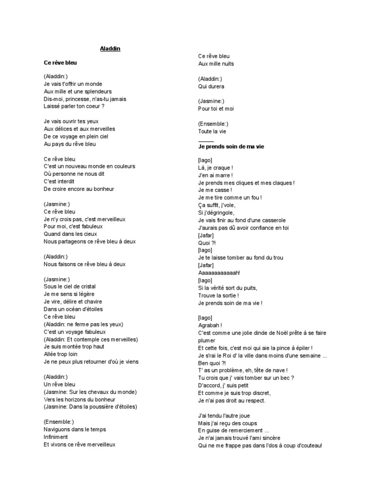 Des Chansons En Français Avec Les Paroles