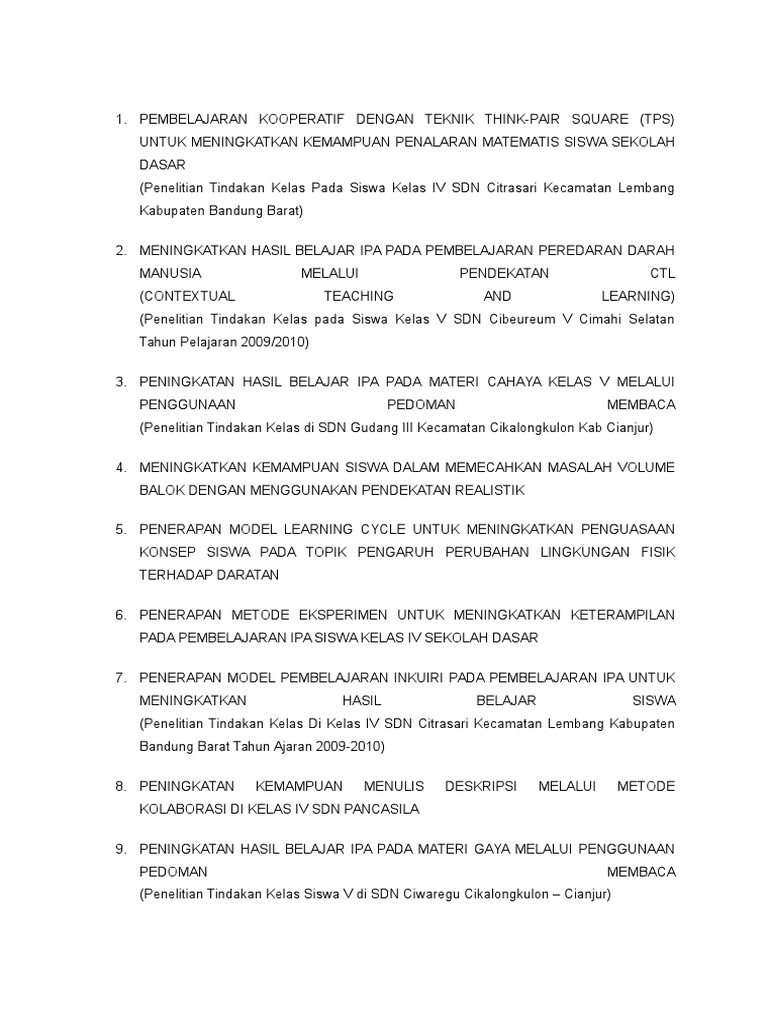 Judul Skripsi Pgsd Eksperimen Pejuang Skripsi