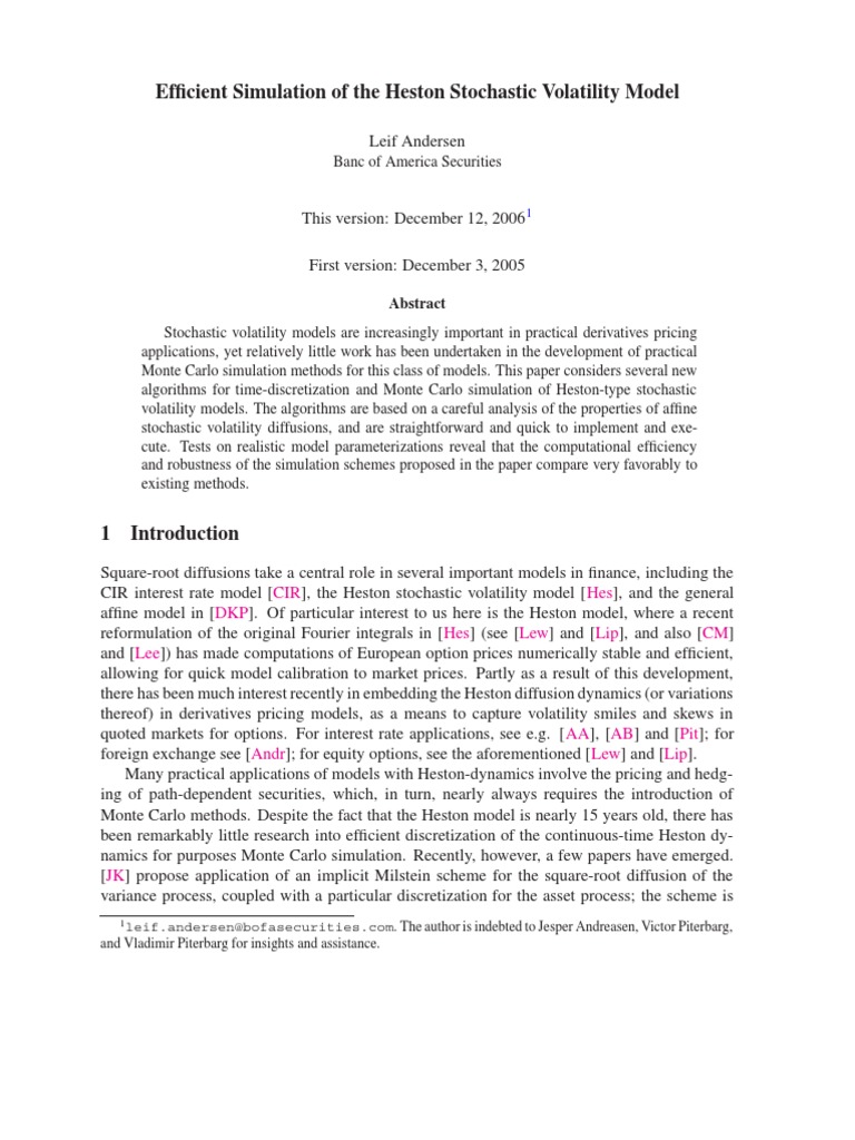 (Bank of America, Andersen) Efficient Simulation of The Heston ...