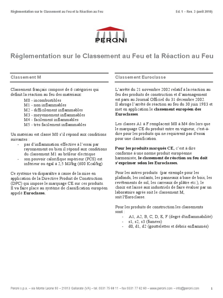 Euroclasses et Réaction au Feu des Matériaux | PDF | Béton | Directive ...