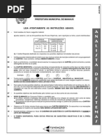 Cesgranasdfasdfasrio 2004 Prefeitura de Manaus Am Analista de Sistemas Prova