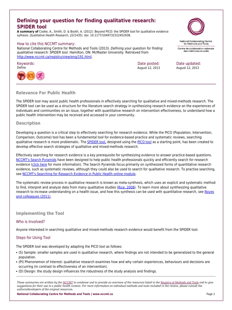 Spider systematic review example picture