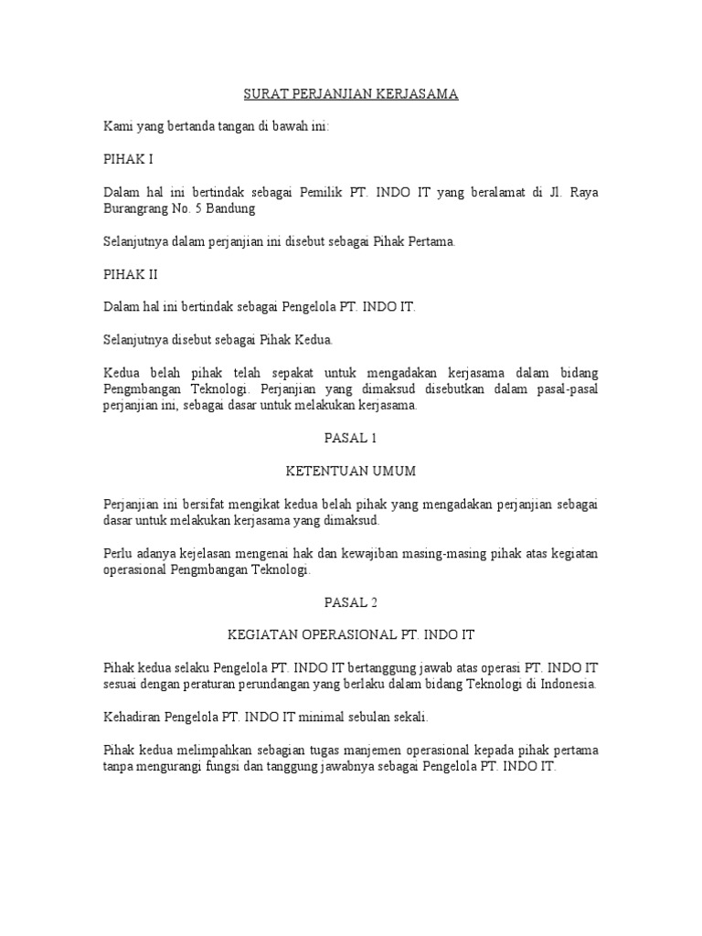 Surat Kontrak Kerja Pdf