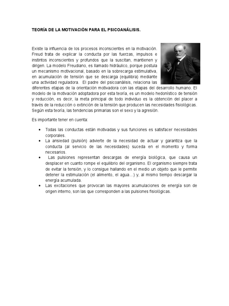 Teoría de la Motivación en Psicoanálisis | PDF | Motivación | Motivacional