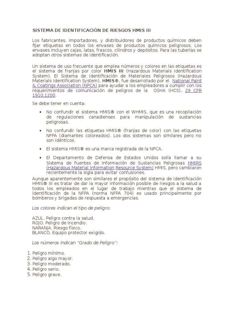Identificación de Riesgos HMIS III | PDF | Material explosivo | Combustión
