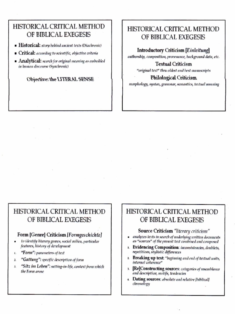 Historical Critical Method of Biblical Exegesis | PDF