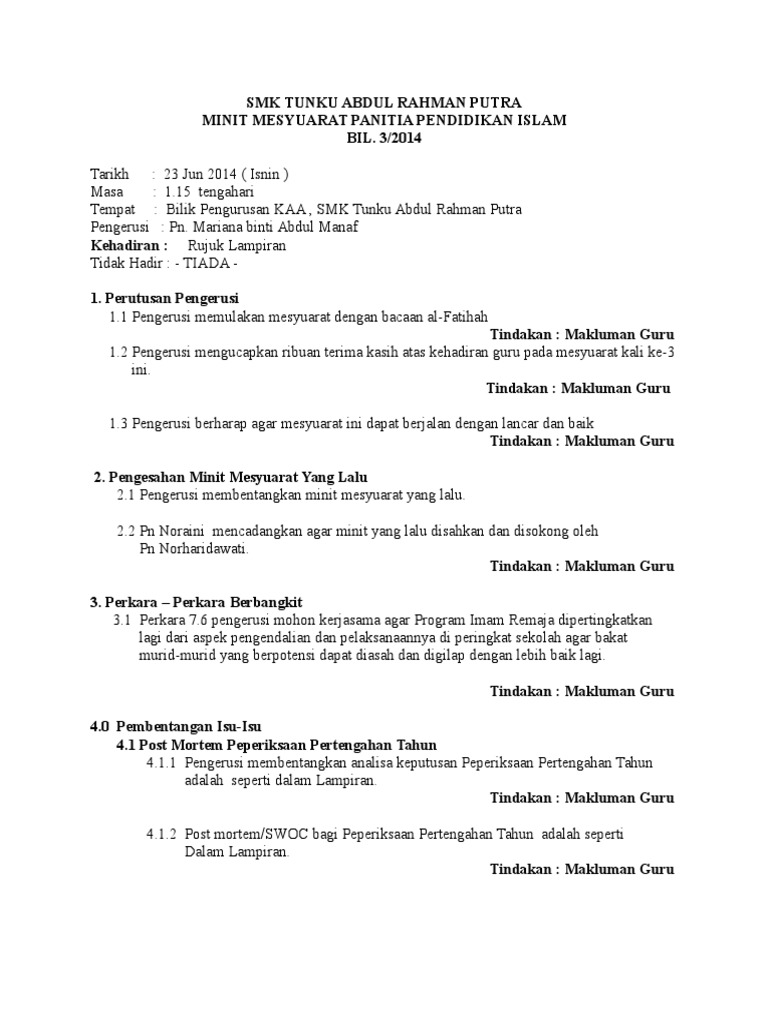 Minit Mesyuarat Panitia Pi (Ke-3) Tahun 2014  PDF