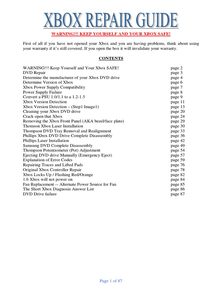 Xbox Repair Guide | PDF | Electrical Connector | Electric Charge