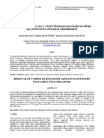 Cu(II) İYONLARININ SULU ÇÖZELTİLERDEN POLİAMİN-POLİÜRE REÇİNESİ KULLANILARAK GİDERİLMESİ