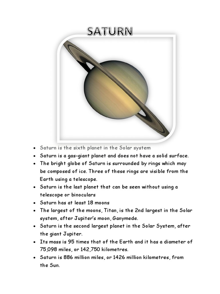 Saturn: The Sixth Planet from the Sun | PDF | Science & Mathematics