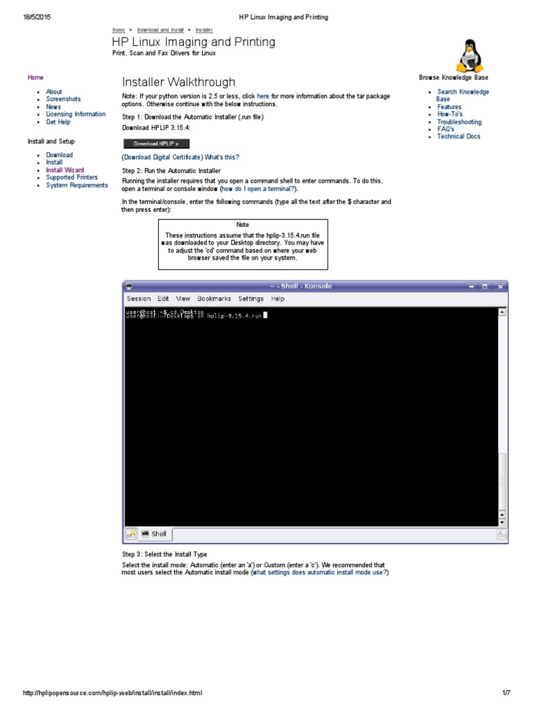 HP Linux Imaging and Printing | PDF | Installation (Computer Programs ...