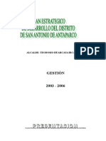 Plan de Desarrollo Antaparco 2003-2012.